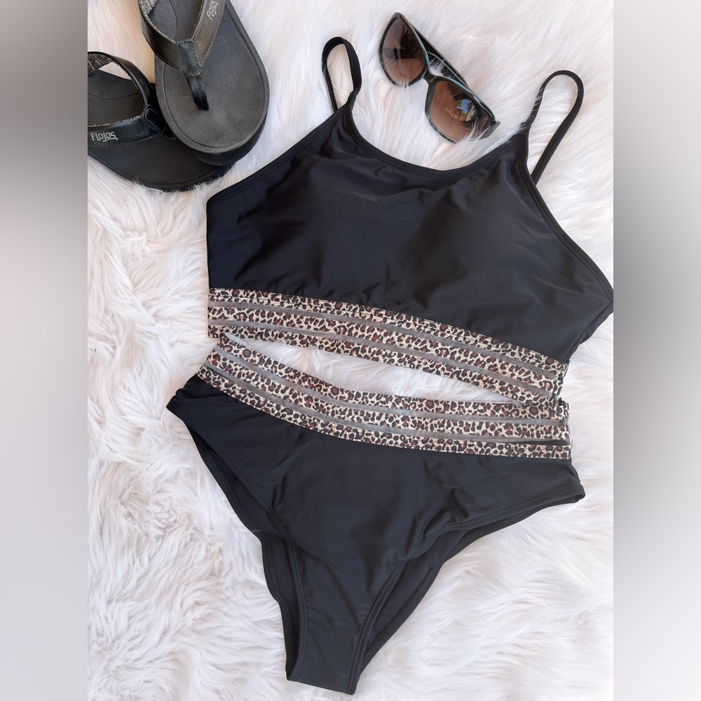 Black Leopard Bathing Suit